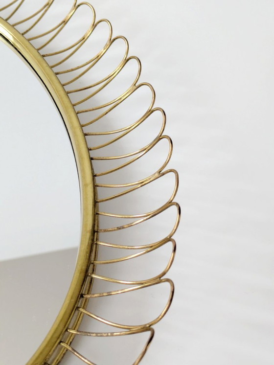 Image 1 of Midcentury Brass Oval Mirror in the Style of Josef Frank