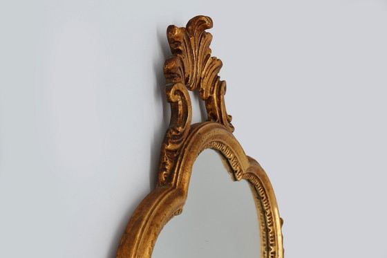 Image 1 of Miroir doré de style baroque du milieu du siècle, France, années 1950
