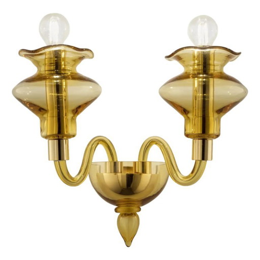 Amberkleurige Murano glazen wandlamp met lineair design van Simoeng voor Simoeng