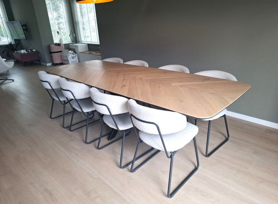 Eettafel Finesse, visgraat, ronde hoek (260x78x100) – Mdf (photo 2 of 5)