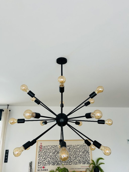 Lampadario nero - 20 lampadine a luce calda