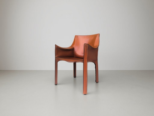 Stuhl CAB 413 in cognacfarbenem Leder von Mario Bellini für Cassina, Italien, 1970er Jahre