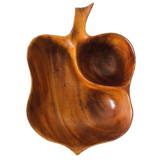 Ciotola vintage in legno di scimmia di metà secolo, porta mele, anni '70