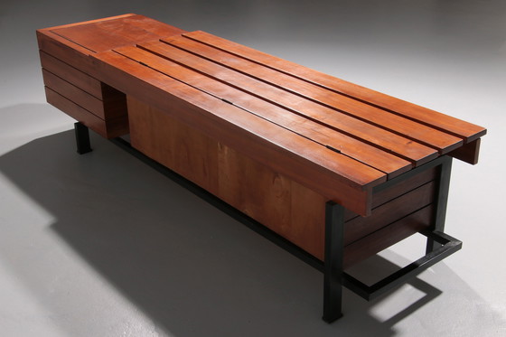 Image 1 of Vintage Wooden Bench with Storage Italiaans 1960