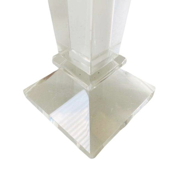 Image 1 of Vintage mid-century sleek candlestick crystal glass 1960s