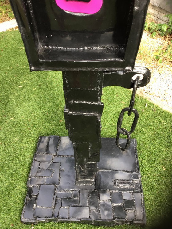 Sculpture moderniste cubiste vintage de l'artiste Michel Froment – Plastic, Metal (photo 5 of 10)