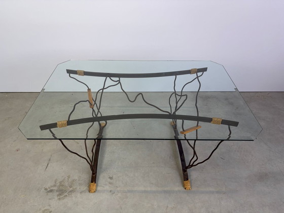 Vintage Wrought Iron and Glass Dining Table, 1970s (photo 5 of 17)