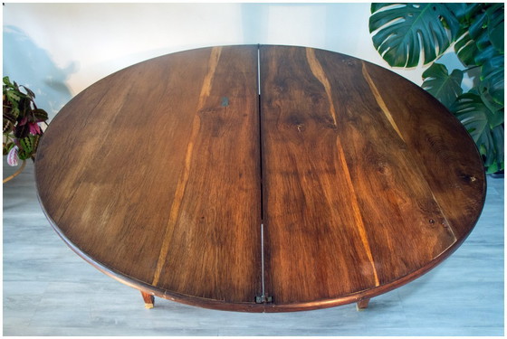 Image 1 of Très jolie table ancienne demi-lune en chêne