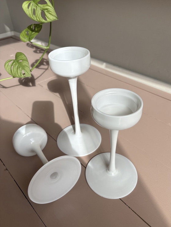 Image 1 of 3x IKEA Blomster Candlesticks, White