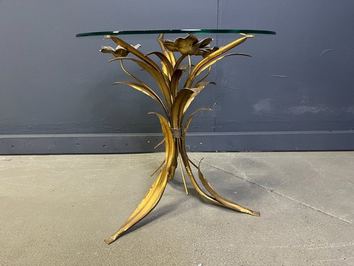 Vintage Gilt Metal Flower Side Table, 1960s