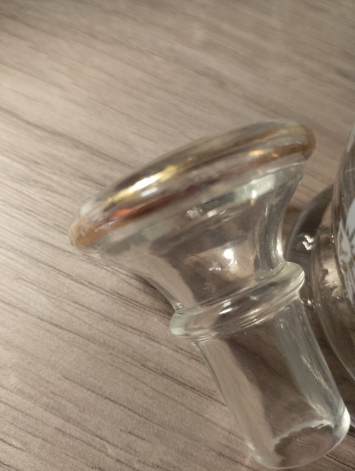 Crystal decanter attributed to Baccarat/Saint Louis, number 11, Art Nouveau gilt