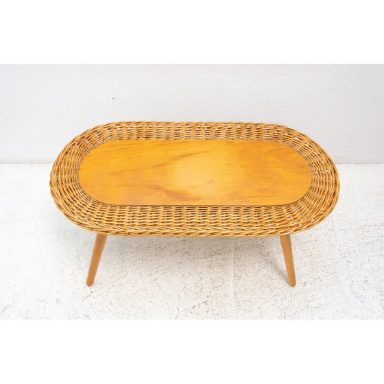 Image 1 of Mid century rattan stool by Jan Kalous for Úluv, Czechoslovakia 1960s