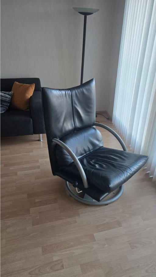 Splendida poltrona di design "Torino" di Rolf Benz – in pelle nera – fauteuils, Leather