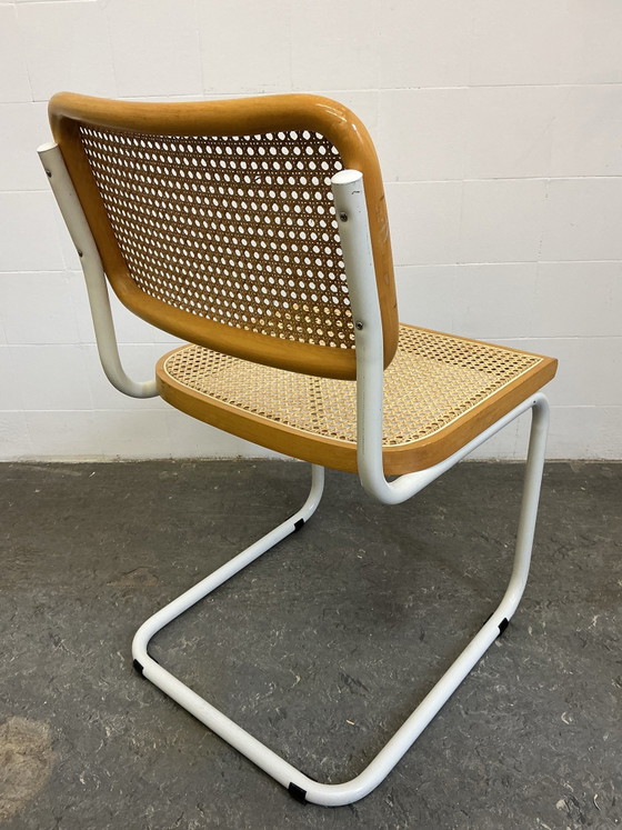 1x Chaise Vintage Cesca Breuer, Chaises de salle à manger, Bois, Métal, Blanc (photo 9 sur 11)