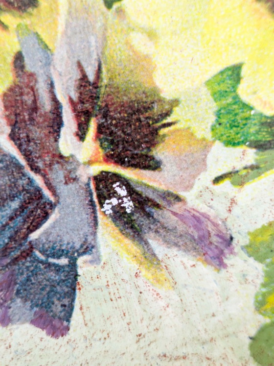Vassoio ovale in metallo con decorazione decoupage di viole del pensiero viola e gialle – Oggetti decorativi (photo 10 of 14)