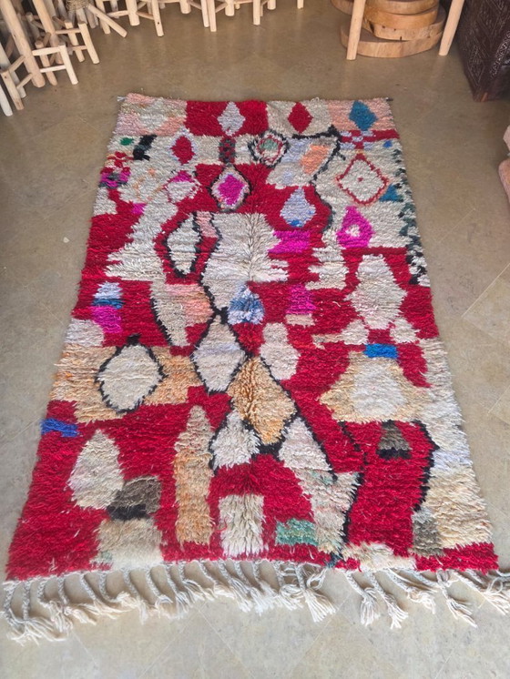 Image 1 of Tappeto marocchino Boujaad rosso e crema 254 x 160 cm