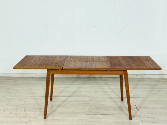 Image 1 of Scandinavian vintage kitchen dining table, oak – extendable – top freshly restored