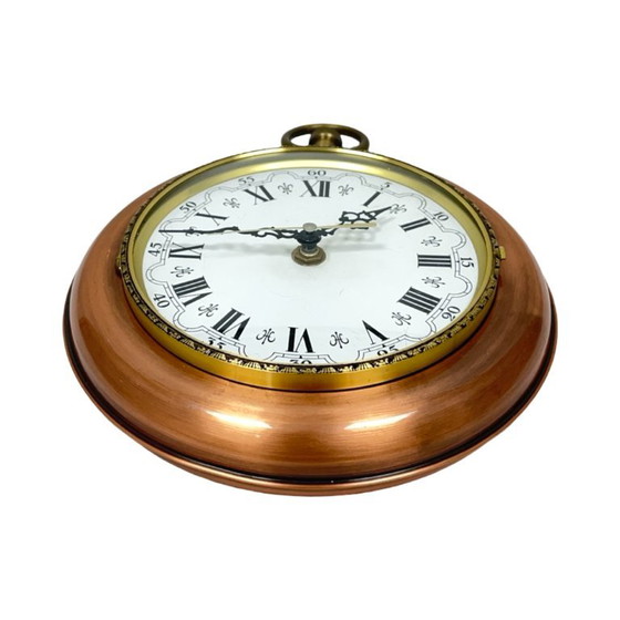 Orologio da parete "da tasca" in stile retrò tedesco – Rame e ottone, anni '70, per Kienzle – Glass, Metal (photo 8 of 12)