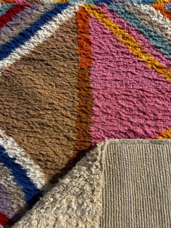 Image 1 of Berber Colorful Moroccan Beni Ourain Wool Rug 220x300 cm - Berber Moroccan Rug - Handmade Boho Floor Carpet with Bold Multicolor