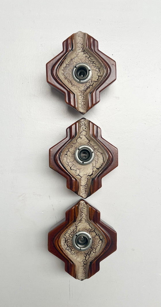 Image 1 of Set of 3 ceramic wall lamps by PAN Keramik, 1960s