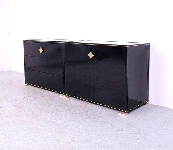 Image 1 of Black and gold Art Deco cabinets by Pierre Vandel, 1970s
