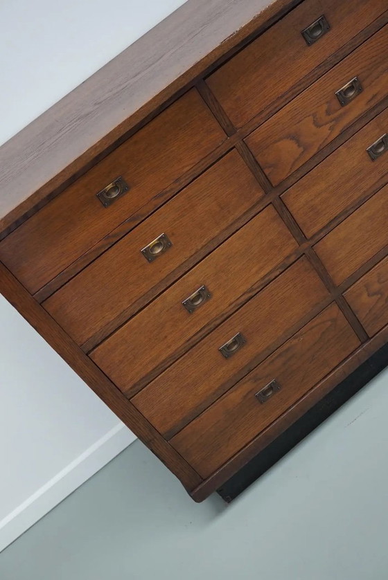 Image 1 of Großer Art-Deco-Apothekerschrank/Aktenschrank oder Sideboard aus niederländischer Eiche, 1930er Jahre