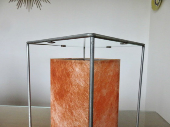 Image 1 of Modernist, minimalist lamp, orange fiber, glass and metal, 1970-1980