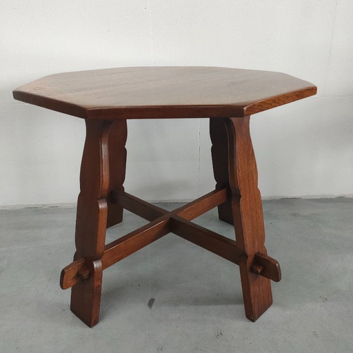 Vintage Brutalist (Stil) Achteckiger Couchtisch oder Beistelltisch aus Eiche