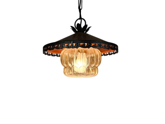 Image 1 of VEB Narva Leuchtenbau Lengeveld - hanglamp - koper - glas - Oost Duitsland - 70's