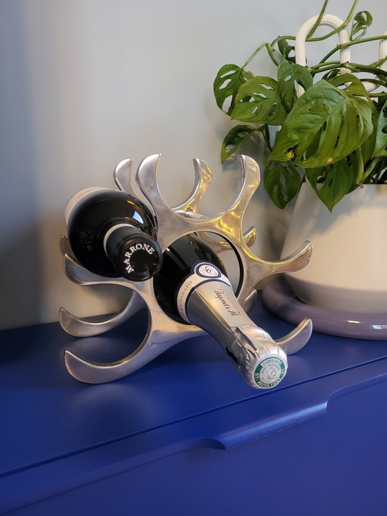 Image 1 of Vintage gepolijst aluminium wijnrek door ontwerper Michael Noll 
