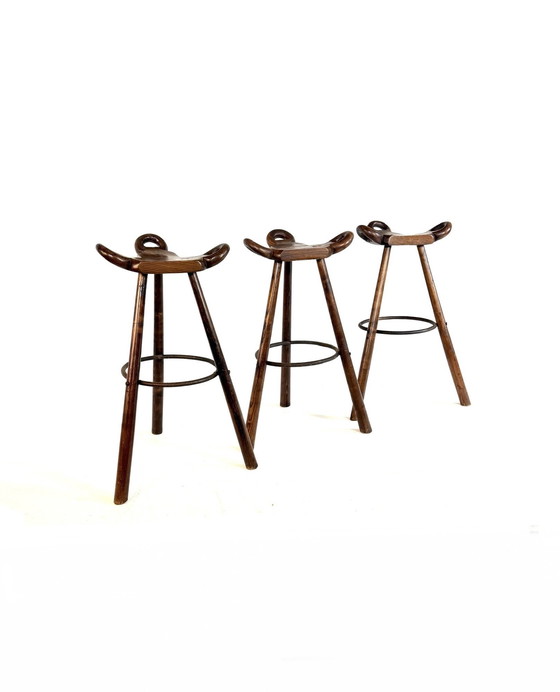 Image 1 of 3x tabourets de bar vintage 'Marbella', Conoform '60