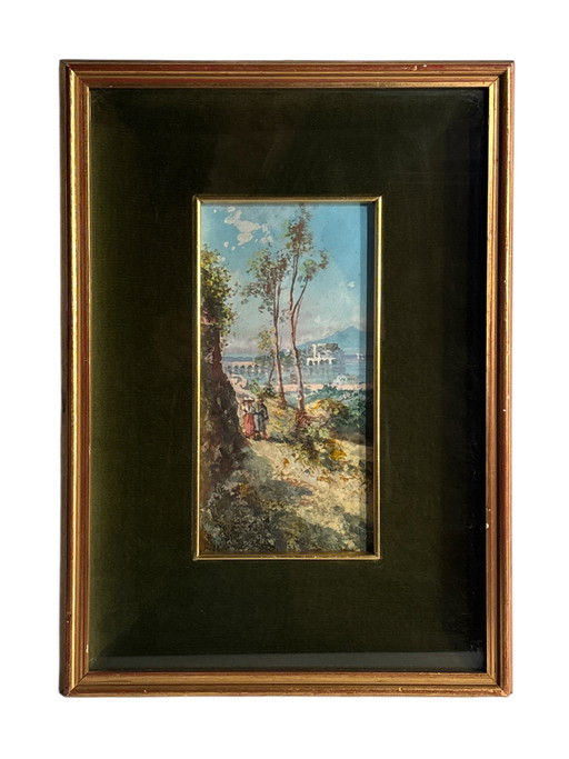 1940s Watercolor Seascape Painting – schilderijen tekeningen