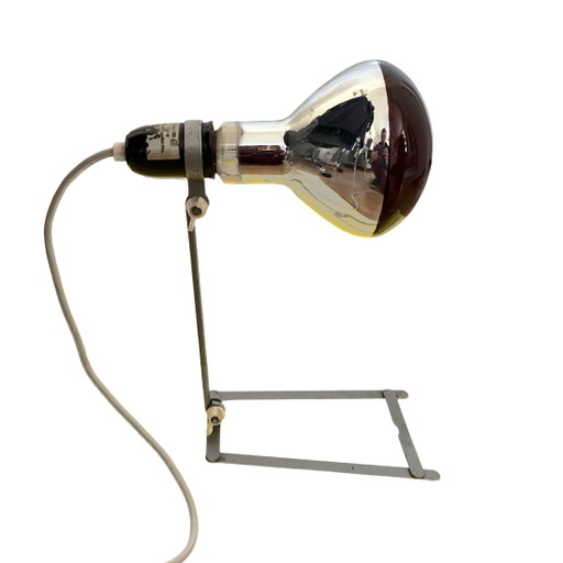 Lampada da tavolo industriale, riscaldamento Wally Ball Germania, anni '60.