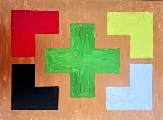 Image 1 of Enzo SAN MARCO - Essential Colors on a Gold Background - Artist's Painting