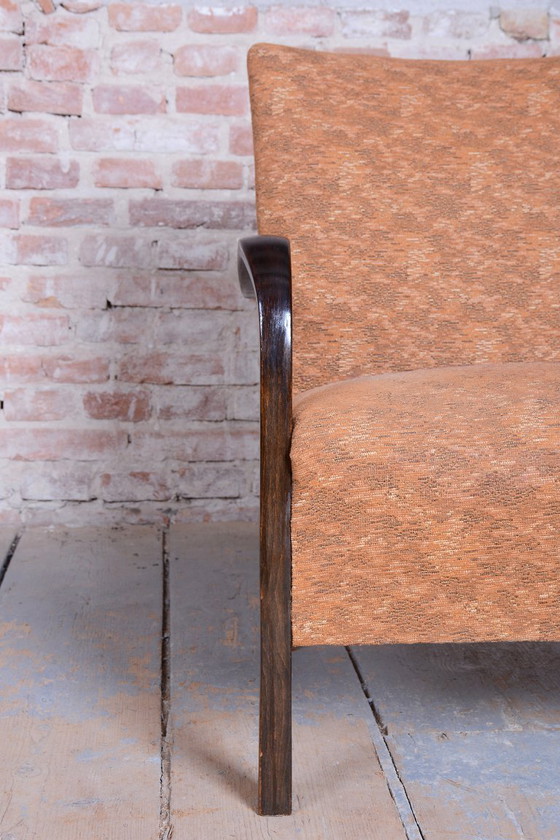 Pair of Restored Art Deco Armchairs, Beech, Polish, Reupholstered, Czech, 1930s – Textile, Wood (photo 17 of 18)