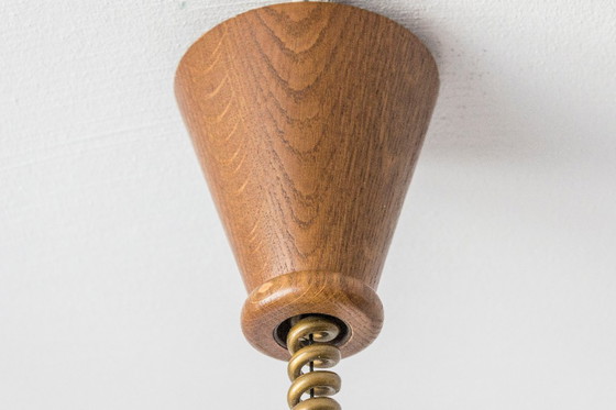 Image 1 of Large 1970s Cristallux Organic Brutalist Rise & Fall Pendant – Handarbeit West Germany – Acrylic & Solid Wood