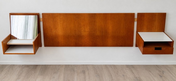 Mooie Pastoe set bed achterwand met zwevend kaptafeltje en ladekastje Japanse Serie Cees Braakman 1958 type (photo 5 of 5)