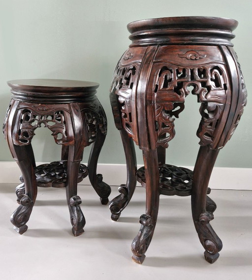 Asian plant tables/side tables set