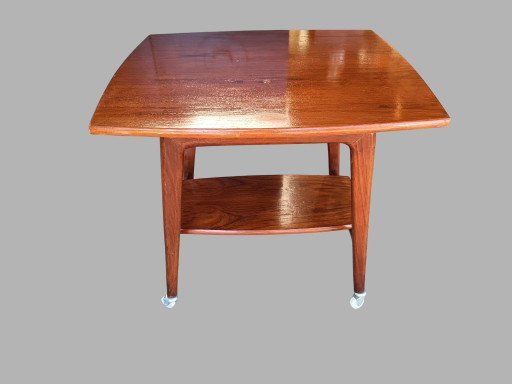Louis van Teeffelen Teak Side Table on Castors for Wébé | Mid-Century 1960s