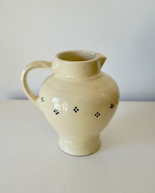 Pichet rustique en céramique vintage - Jaune beurre