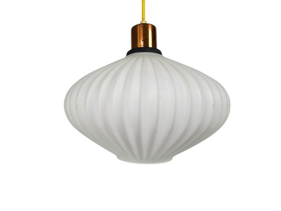 Image 1 of Vintage UFO lamp - opaline - copper - Scandinavian - 1970s