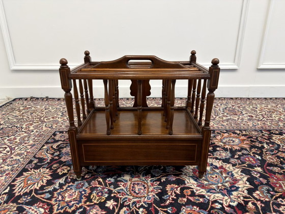 Antique English Edwardian Magazine rack – Wood, Brass (photo 5 of 10)