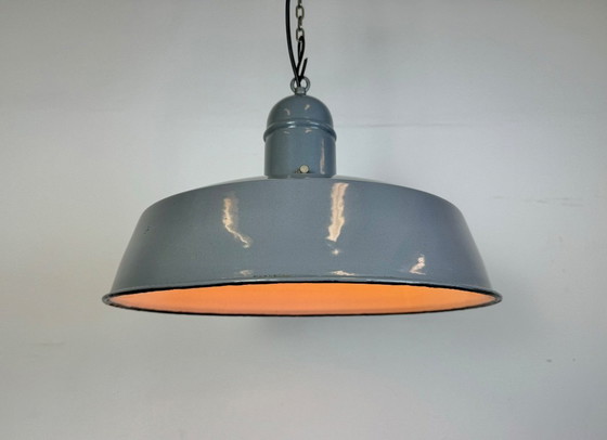 Image 1 of Suspension industrielle en émail gris, années 1960