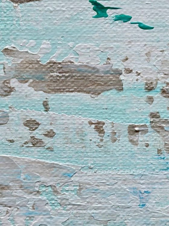 Image 1 of Dipinto astratto VOLT smeraldo – opera d'arte moderna originale 18 × 24 cm