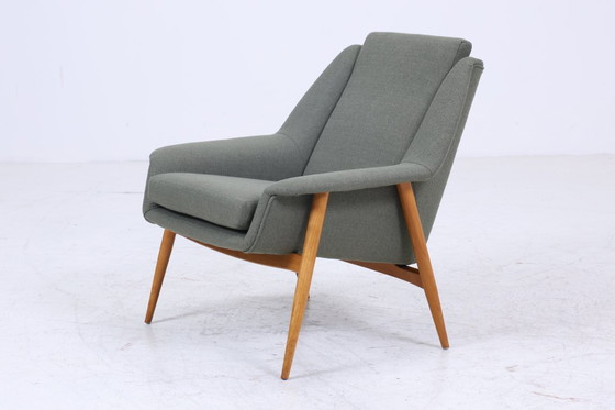 Image 1 of 2 Vintage Armlehnsessel von Wilhelm Knoll für Cassina  60er Jahre | Design Mid Century Stuhl Olivgrün Retro Holz  70er #08-18