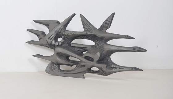 Image 1 of Scultura da parete brutalista di uccelli prodotta da Ars Munda, anni '70