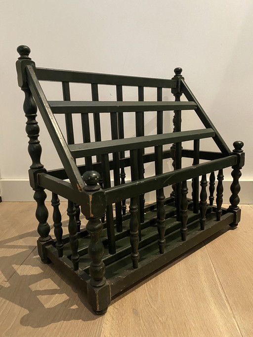 Tijdschriften houten rek - antiek - hip - eyecatcher