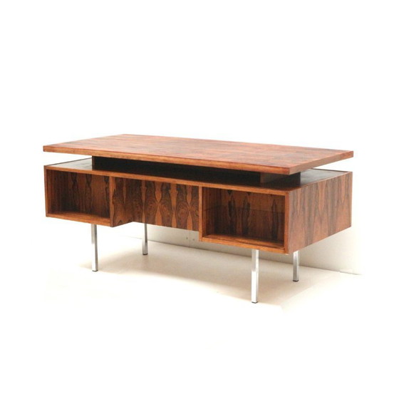 Image 1 of Groot vintage palissander bureau / directiebureau van Leo Bub voor Wertmöbel uit de jaren ’60