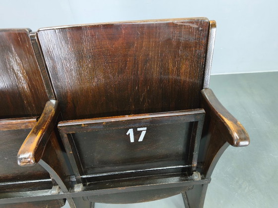 Image 1 of 1940s Thonet Cinema Double Seat, Beech Wood Theater Bench