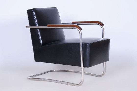 Paar gerestaureerde Bauhaus-fauteuils, van Mücke-Melder, Leer, Tsjechisch, jaren dertig – Leather, Wood (photo 4 of 14)